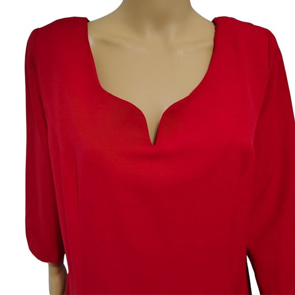 1980s Red Long Sleeves Sheath Midi Dress Willy's New York Co Size 18 - Picture 2 of 12